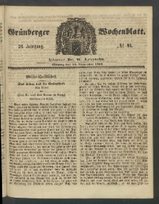 Grünberger Wochenblatt, No. 91. (12. November 1860)