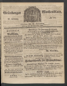 Gr&uuml;nberger Wochenblatt, No. 101. (17. December 1860)