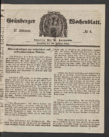 Gr&uuml;nberger Wochenblatt, No. 6. (20. Januar 1861)