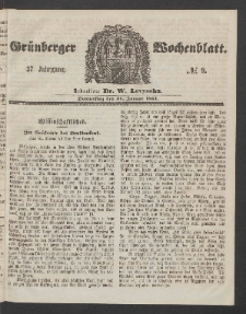 Grünberger Wochenblatt, No. 9. (31. Januar 1861)