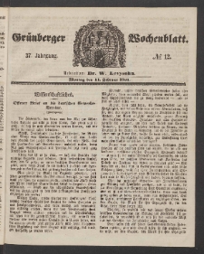 Grünberger Wochenblatt, No. 12. (11. Februar 1861)