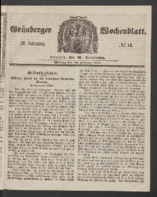 Grünberger Wochenblatt, No. 14. (18. Februar 1861)