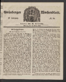Grünberger Wochenblatt, No. 18. (4. März 1861)