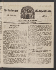 Grünberger Wochenblatt, No. 19. (7. März 1861)