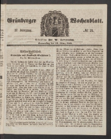 Grünberger Wochenblatt, No. 21. (14. März 1861)