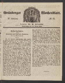 Gr&uuml;nberger Wochenblatt, No. 23. (21. M&auml;rz 1861)