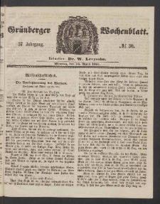 Grünberger Wochenblatt, No. 30. (15. April 1861)