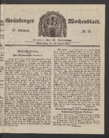 Grünberger Wochenblatt, No. 33. (25. April 1861)