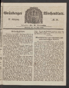 Grünberger Wochenblatt, No. 38. (13. Mai 1861)