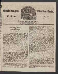 Grünberger Wochenblatt, No. 40. (18. Mai 1861)