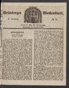 Grünberger Wochenblatt, No. 41. (23. Mai 1861)