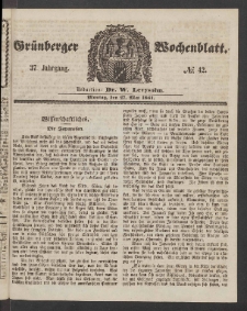 Grünberger Wochenblatt, No. 42. (27. Mai 1861)