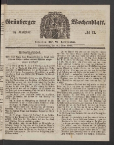 Gr&uuml;nberger Wochenblatt, No. 43. (30. Mai 1861)
