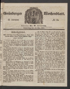 Grünberger Wochenblatt, No. 43. (30. Mai 1861)