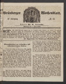 Grünberger Wochenblatt, No. 52. (1. Juli 1861)
