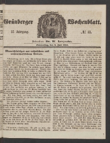 Gr&uuml;nberger Wochenblatt, No. 53. (4. Juli 1861)