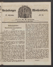 Gr&uuml;nberger Wochenblatt, No. 55. (11. Juli 1861)