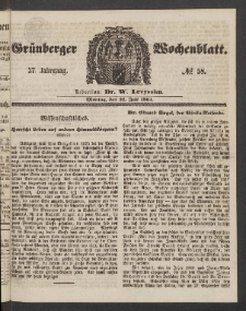 Gr&uuml;nberger Wochenblatt, No. 58. (22. Juli 1861)