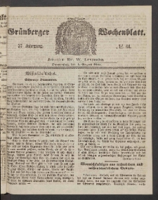 Gr&uuml;nberger Wochenblatt, No. 61. (1. August 1861)