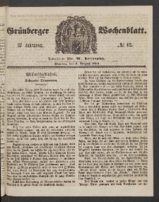 Gr&uuml;nberger Wochenblatt, No. 62. (5. August 1861)