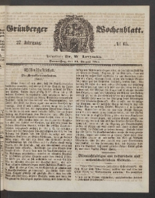 Grünberger Wochenblatt, No. 65. (15. August 1861)