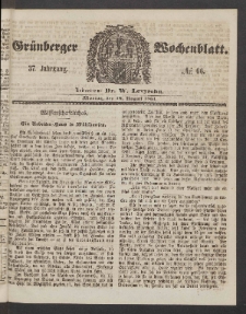 Grünberger Wochenblatt, No. 66. (19. August 1861)