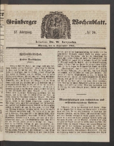 Grünberger Wochenblatt, No. 70. (2. September 1861)