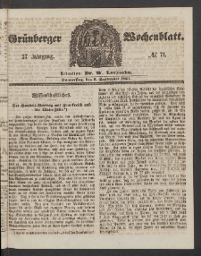 Grünberger Wochenblatt, No. 71. (5. September 1861)