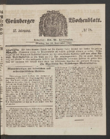 Gr&uuml;nberger Wochenblatt, No. 78. (30. September 1861)