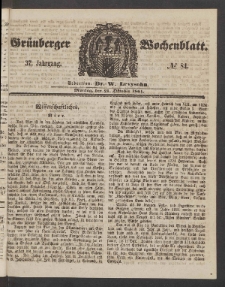 Gr&uuml;nberger Wochenblatt, No. 84. (21. Oktober 1861)