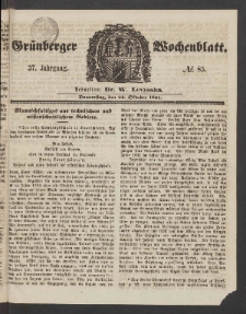 Grünberger Wochenblatt, No. 85. (24. Oktober 1861)