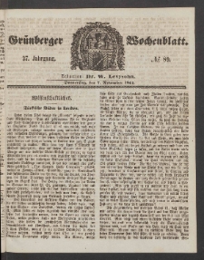 Grünberger Wochenblatt, No. 89. (7. November 1861)