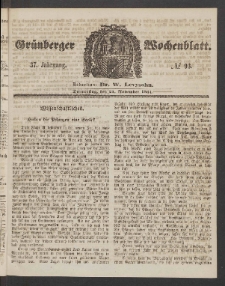 Grünberger Wochenblatt, No. 93. (21. November 1861)