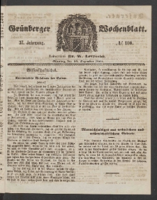 Gr&uuml;nberger Wochenblatt, No. 100. (16. Dezember 1861)