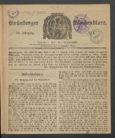 Gr&uuml;nberger Wochenblatt, No. 1. (2. Januar 1862)