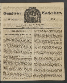 Gr&uuml;nberger Wochenblatt, No. 3. (9. Januar 1862)