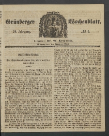 Gr&uuml;nberger Wochenblatt, No. 4. (13. Januar 1862)