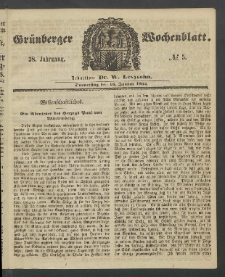 Gr&uuml;nberger Wochenblatt, No. 5. (16. Januar 1862)