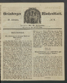 Gr&uuml;nberger Wochenblatt, No. 6. (20. Januar 1862)