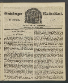Gr&uuml;nberger Wochenblatt, No. 8. (27. Januar 1862)