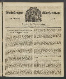 Gr&uuml;nberger Wochenblatt, No. 11. (6. Februar 1862)