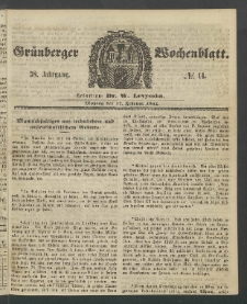 Gr&uuml;nberger Wochenblatt, No. 14. (17. Februar 1862)