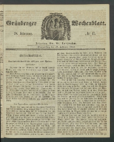 Gr&uuml;nberger Wochenblatt, No. 17. (27. Februar 1862)