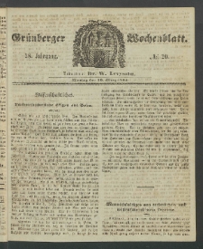 Gr&uuml;nberger Wochenblatt, No. 20. (10. M&auml;rz 1862)