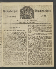 Gr&uuml;nberger Wochenblatt, No. 22. (17. M&auml;rz 1862)