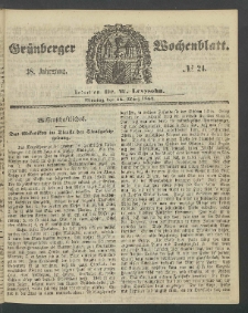 Gr&uuml;nberger Wochenblatt, No. 24. (24. M&auml;rz 1862)