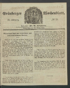 Gr&uuml;nberger Wochenblatt, No. 25. (27. M&auml;rz 1862)