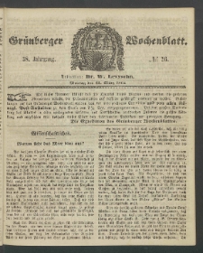 Gr&uuml;nberger Wochenblatt, No. 26. (31. M&auml;rz 1862)