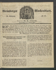 Grünberger Wochenblatt, No. 27. (3. April 1862)
