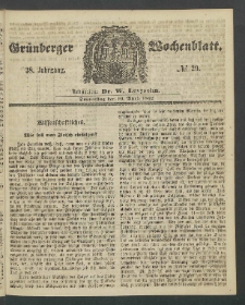 Gr&uuml;nberger Wochenblatt, No. 29. (10. April 1862)